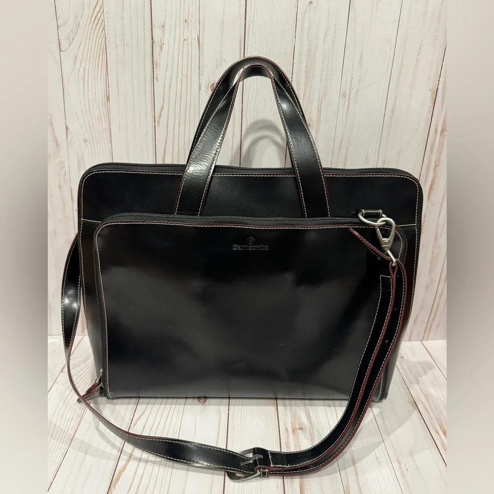 Samsonite Messenger Shoulder Bag Briefcase Black Multi Pockets Executive